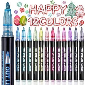 GLOPUS Outline Glitter Markers (Multicolor): 24ct $6.50, 12ct $4 w/ Subscribe & Save