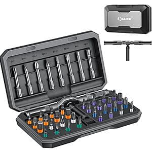 Saker 42-in-1 Magnetic Ratchet Screwdriver Set w/ T-Handle & Storage Case $20 + Free S/H
