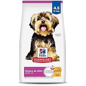 4.5-lbs Hill's Science Diet Small & Mini Adult Dry Dog Food (Chicken & Brown Rice) $12 w/ Subscribe & Save & More