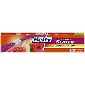 12-Ct 2.5-Gallon Hefty Slider Jumbo Storage Bags $3.50 w/ S&S