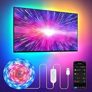 9.84' Paklighting RGBIC LED TV Backlight Strip w/ Music Sync, App & Voice Control $5.80