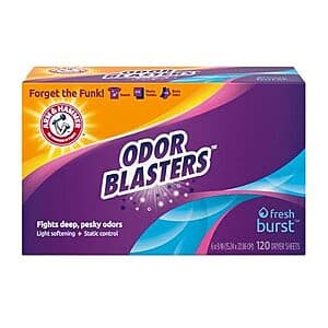 120-Ct Arm & Hammer Odor Blaster Dryer Sheets (Fresh Burst) $3.60