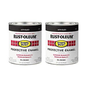 2-Pack 1-Quart Rust-Oleum Oil-Based Protective Enamel Paint (Satin Black) $16.50