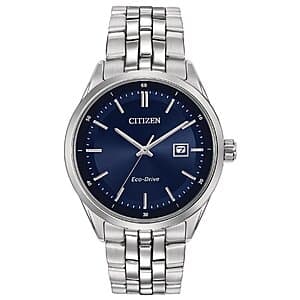 Citizen Men's Classic Addysen 41mm stainless steel watch with blue dial and sapphire crystal.