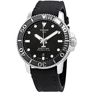 43mm Tissot Men's Seastar 1000 Automatic Black Dial Watch w/ Black Fabric Strap $399 + Free Shipping