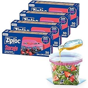 4-Pk 30-Ct Ziploc Gallon Food Storage Bags $9.80 w/ S&S