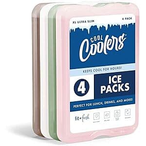 4-Pk Fit + Fresh Cool Coolers Reusable Slim XL Ice Packs $7