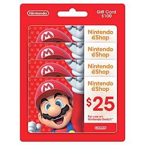 Costco Members: 4-Pk $25 Nintendo eShop Gift Card (Email Delivery) $80 & More