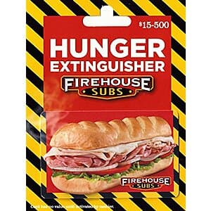 Prime Members: $50 Firehouse Subs Gift Card (Physical) $40 + Free S&H