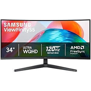 34" Samsung S55GH 3440x1440 UWQHD 120Hz 5ms Curved VA Monitor $250 + Free S&H