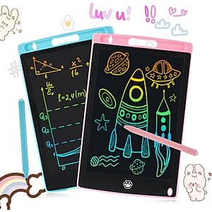 2-Pack 8.5" SUNLU Kids LCD Erasable Doodle Board Tablets (Blue & Pink) $4