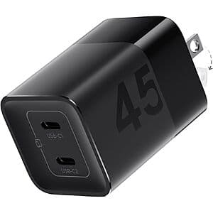 wegear PA1215 45W 2-Port GaN USB-C Wall Charger w/ PPS & Foldable Prongs $9