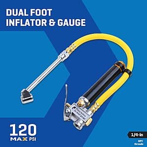 Kobalt 20 to 120 PSI Dual Foot Inflator and Gauge $7 + Free Store Pickup