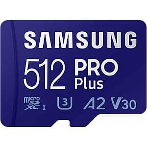 512GB SAMSUNG PRO Plus U3 A2 V30 microSDXC Memory Card + Adapter $38 + Free Shipping