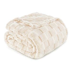 60" x 50" Exclusivo Mezcla Fleece Throw Blanket (Ivory) $10