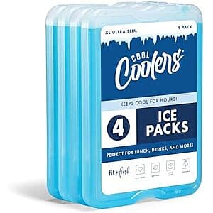 4-Pk Fit + Fresh Cool Coolers Reusable Slim XL Ice Packs $7