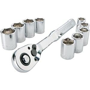 10-Pc Craftsman 3/8" Drive Polished Chrome Mechanics Tool Set (Metric) $15