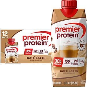 12-Pack 11oz Premier Protein 30g Protein Shake (Cafe Latte) + $10 Amazon Credit 2 for $41 w/ S&S + Free S&H