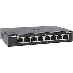 8-Port Netgear Gigabit Ethernet Unmanaged Switch $16.10