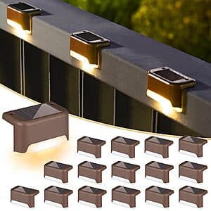 16 SOLPEX warm white solar LED deck and step lights with mounting hardware.