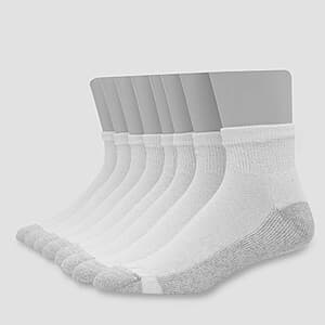 8-Pack Hanes Men's Ankle Socks w/ FreshIQ (White, Sizes 6-12) $4.50 + Free Store Pickup