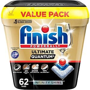 Prime: 62-ct Finish Ultimate Quantum Infinity Shine Dishwasher Detergent Pods $13.25 & More + Free S&H