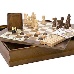 Hey! Play! 7-in-1 Classic Wooden Board Games Set $23
