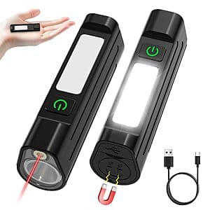 2-Pack Spriak Rechargeable 1500-Lumen Magnetic EDC Pocket Flashlight $16.20