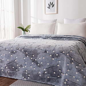 72"x90" Your Zone Twin/Full Kids' Constellation or Dinosaur Glow in the Dark Blanket $6.75 & More