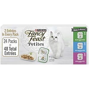Select Accts: 24-Pk 2.8-Oz Fancy Feast Petites Wet Cat Food Variety Pack Tubs $14.05 w/ S&S