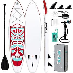 10'6" FunWater Inflatable Stand Up Paddle Board w/ Premium Accessories (Red/Blue) $72 + Free Shipping