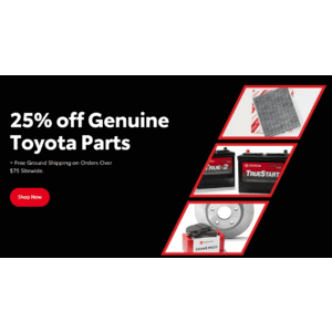 Participating Southeast Toyota Dealerships: Genuine Toyota Parts 25% Off + Free Ship on $75+ (up to $200 towards Shipping Fees)
