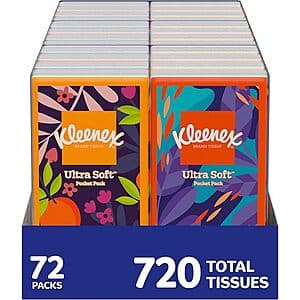 Select Accounts: 72-Pk 10-Ct Kleenex On-The-Go Ultra Facial Tissues $15 w/ S&S