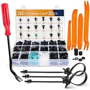 360-Count GOOACC Universal Auto Bumper Fastener Rivet Clips w/ Fastener Remover $11.65 or Less