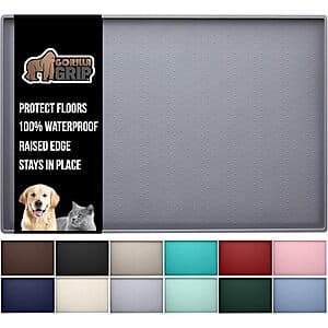 Gorilla Grip 18.5"x11.5" Waterproof Raised Edge Silicone Pet Feeding Mat (Gray) $6.30