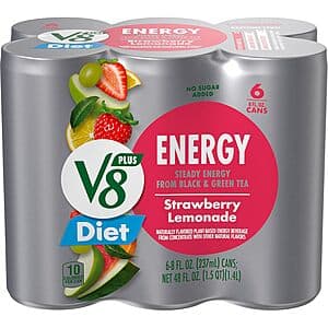 6-Pack 8-Oz V8 +Energy Drink (Diet Strawberry Lemonade) $3.70 & More w/ Subscribe & Save