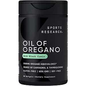 60-Ct Sports Research 9500mg Oil of Oregano Softgels w/ Black Seed & Coconut MCT Oils $8.25 w/ S&S