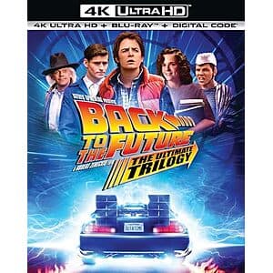 Back to the Future Ultimate Trilogy multi-format collection packaging featuring 4K Ultra HD, Blu-ray, and Digital 4K discs.