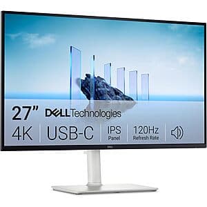 Dell P2723DE 27-inch 4K IPS monitor with matte display panel, mounted on an adjustable black stand, front-facing view.