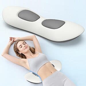 Ylekto Memory Foam Lumbar Support Pillow w/ Removable Washable Cover (Light Grey) $10
