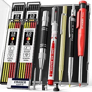 14-Pc STAGEEK Carpenter Pencil Set w/ Case $9.60