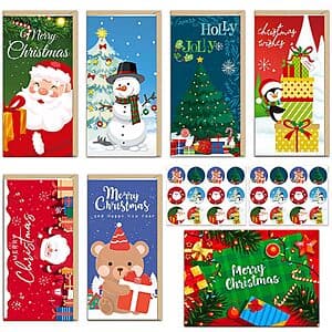 24-Pk HSHFAMIIY Christmas Money Holder Cards w/ Envelopes & Sealing Stickers $4.50