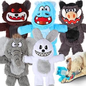 5-Pack Bzonsmart Squeaky Dog Plush Chew Toys $11.10