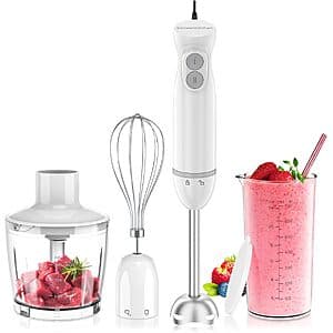 Bonsenkitchen 4-In-1 Emulsion Hand Blender Set w/ 24oz. Beaker/Chopper Bowl $19.85