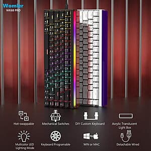 Womier 60% Gaming Wired RGB Backlit Mechanical Keyboard w/ Light Box (Various) $24 + Free Shipping