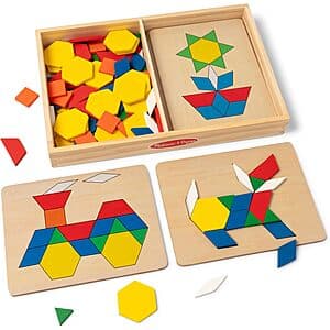 Melissa & Doug Pattern Blocks & Boards (120 Wood Shapes & 5 Double-Sided Panels) $13.15