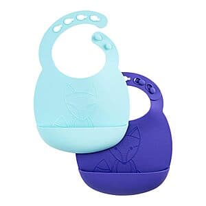 2-Pack Dr. Brown’s Silicone Baby Bib w/ Adjustable Collar (Fox in Teal/Purple) $3