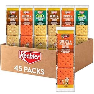 45-pack variety assortment of Keebler sandwich crackers in individual 1.38-oz packages.