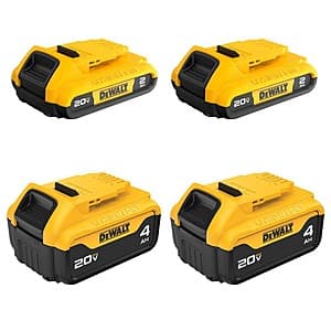 2-Pack DeWALT 20V Max Lithium Ion 2.0Ah + 4.0Ah Battery Bundle $99 + Free S/H