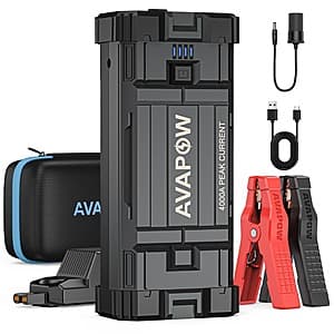 AVAPOW 12V 4000A Peak 27800mAh Car Battery Jump Starter $29 + Free Shipping